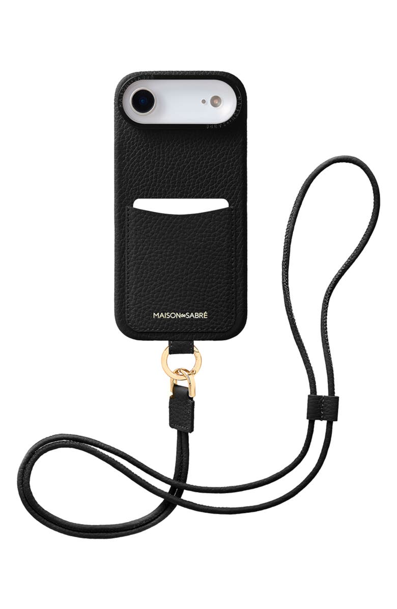 MAISON de SABRÉ Sling Phone Case, Alternate, color, Black Caviar