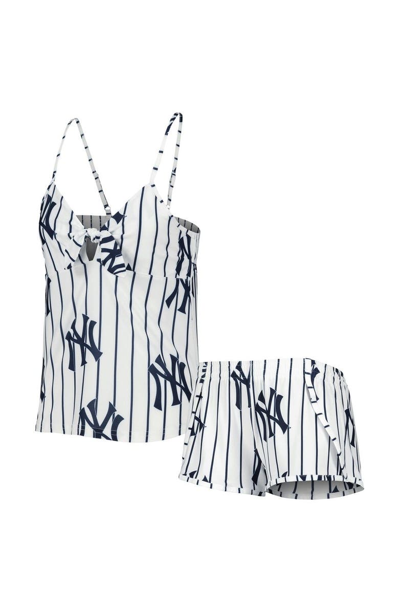 CONCEPTS SPORT Women's Concepts Sport White New York Yankees Reel Allover Print Tank Top & Shorts Sleep Set, Main, color, White