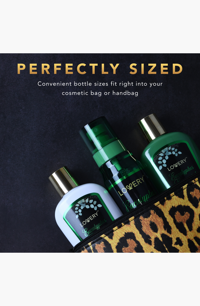 Lovery Eucalyptus Spearmint Bath and Body Travel Set, Alternate, color, Green / White / Gold