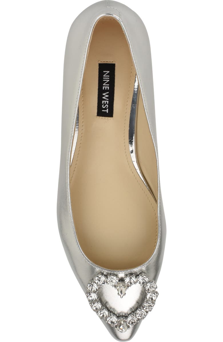 Nine West Hearts Rhinestone Flat, Alternate, color, Silver