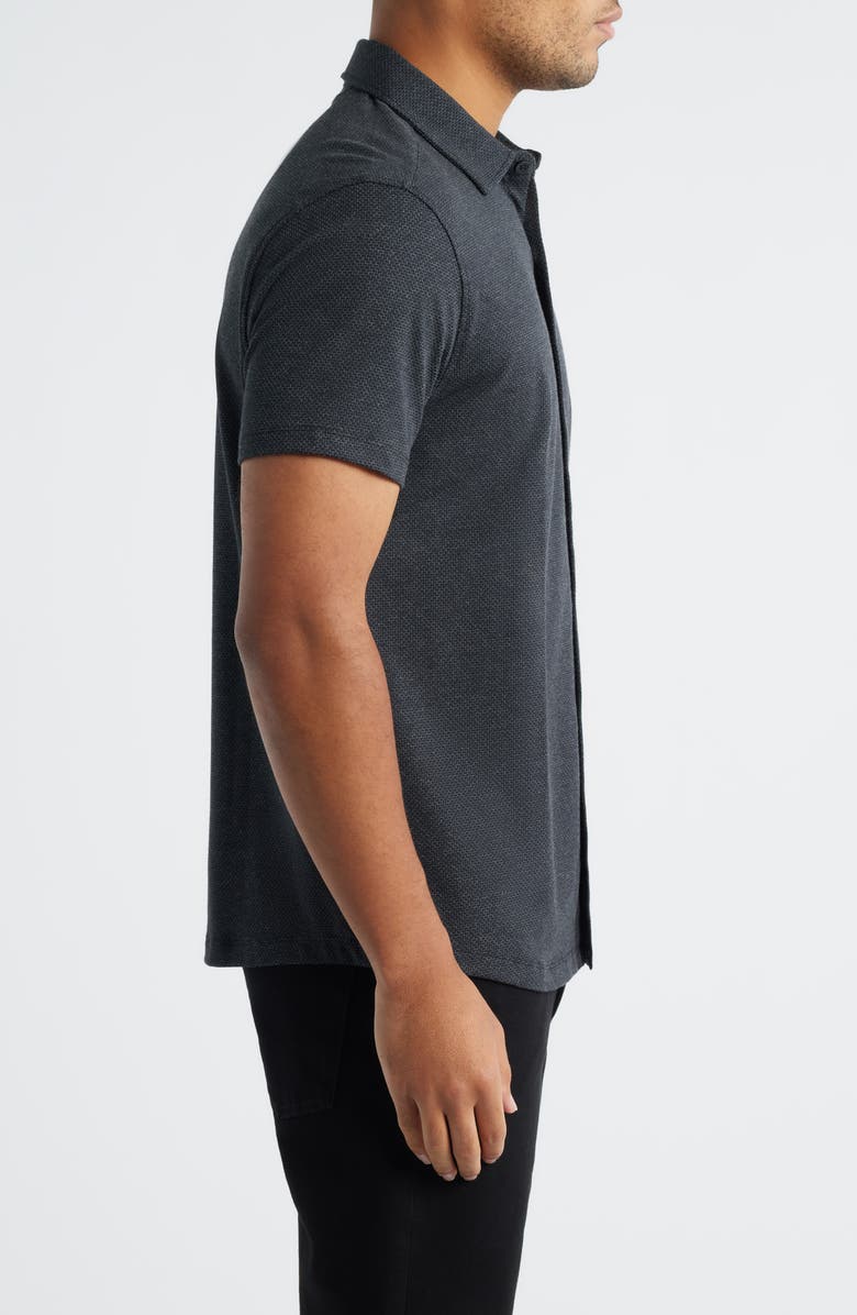 Robert Barakett Keyes Slim Fit Microprint Short Sleeve Knit Button-Up Shirt, Alternate, color, Black