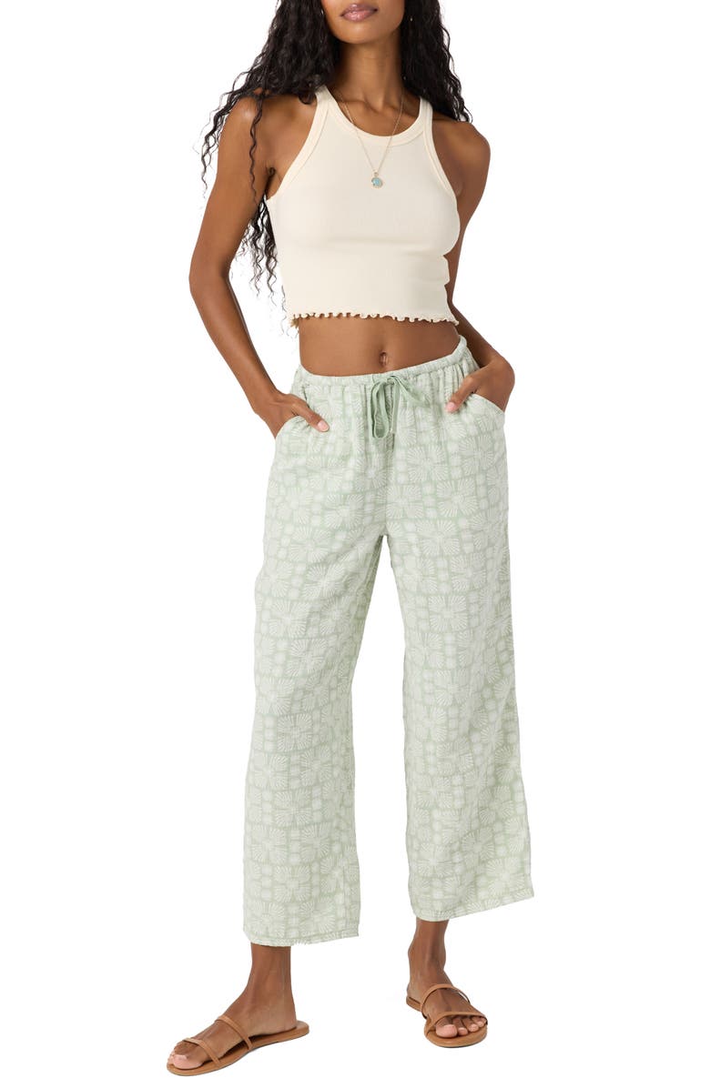 O'Neill Brenda Geo Print Cotton Gauze Drawstring Pants, Alternate, color, Seafoam