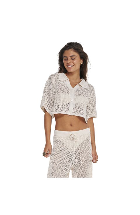 Anna Two Crochet Collared Beach Top
