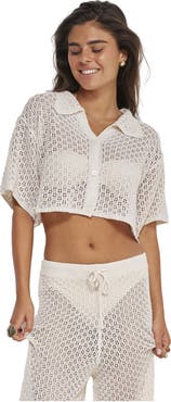 Beach Life by Gottex Anna Two Crochet Collared Beach Top