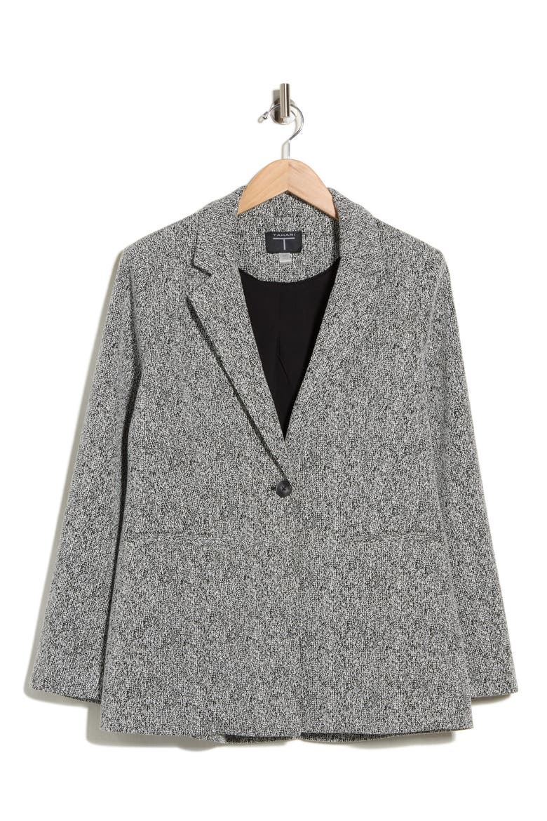 Notch Lapel Single Button Blazer, Main, color, BLACK/ WHITE