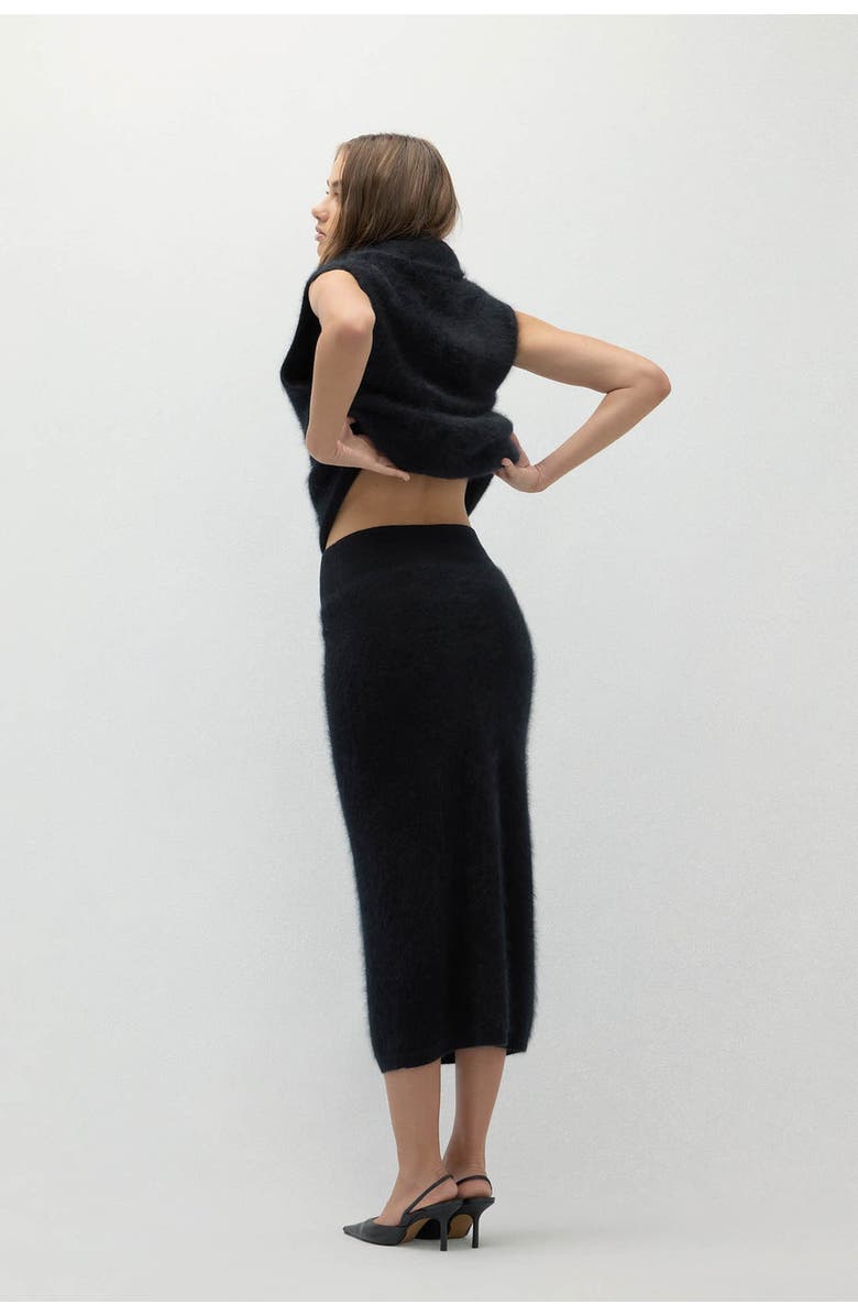 NAKED CASHMERE Francesca Brushed Cashmere Midi Skirt, Alternate, color, Black