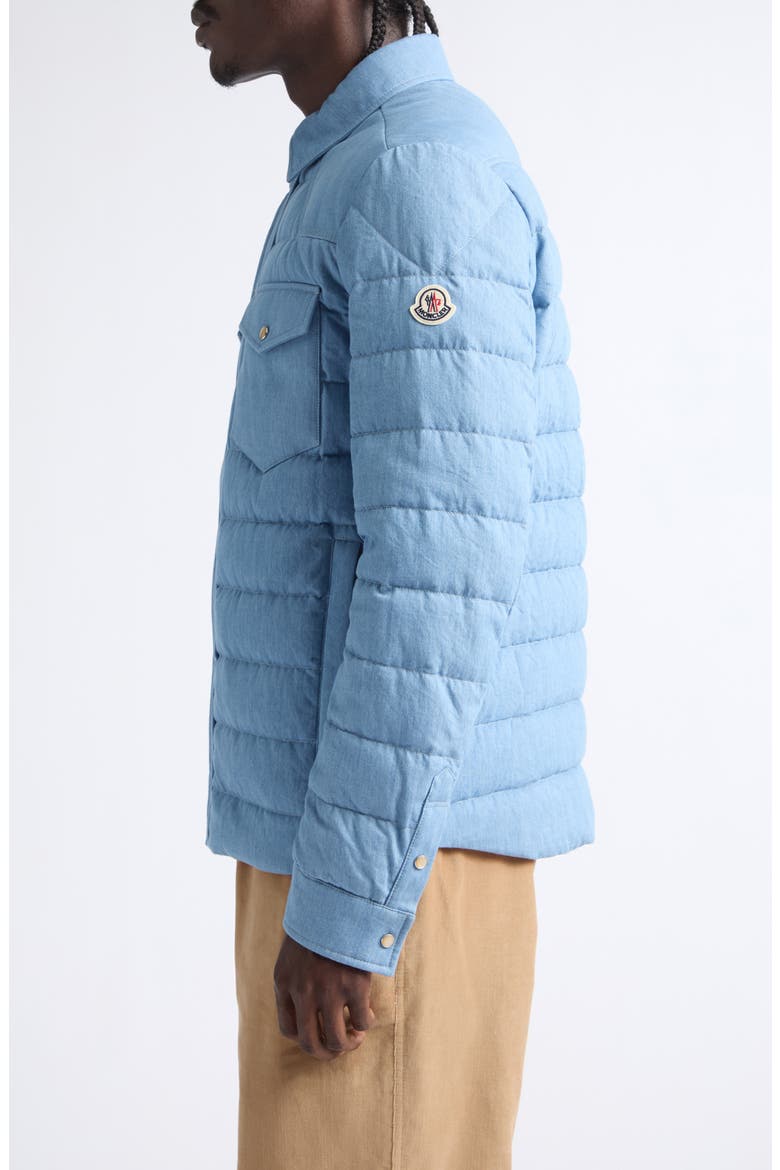 Tiriol Denim Down Puffer Shirt Jacket, Alternate, color, CORONET BLUE