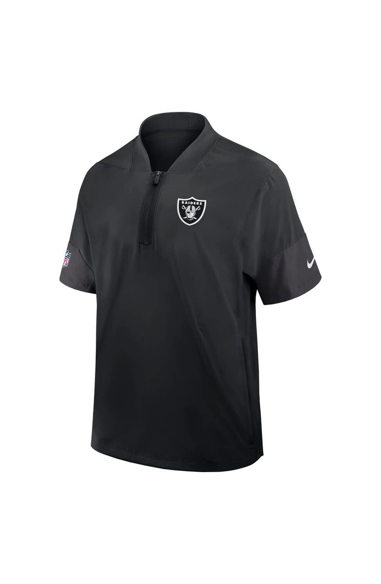Nike Men
s Nike Black Las Vegas Raiders Sideline Short Sleeve Quarter-Zip Performance Coach Jacket, Alternate, color, Black