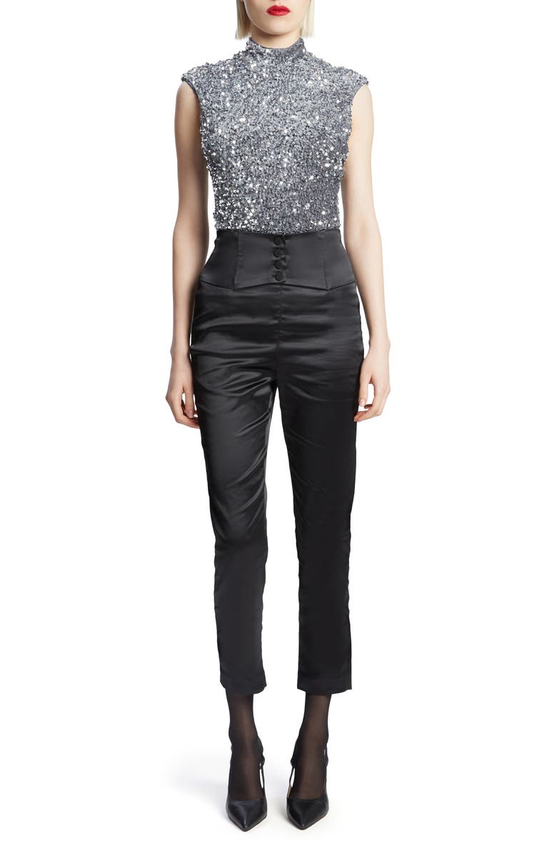 Bardot Kelso Velour Sequin Bodysuit, Alternate, color,