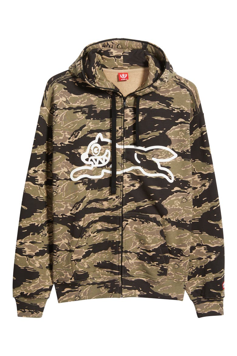 Tiger Zip-Up Cotton Graphic Hoodie, Alternate, color, CAMO
