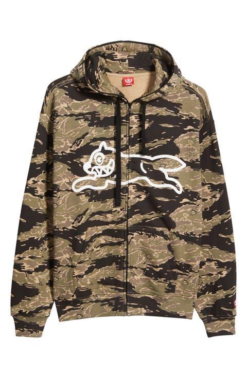 Tiger Zip-Up Cotton Graphic Hoodie