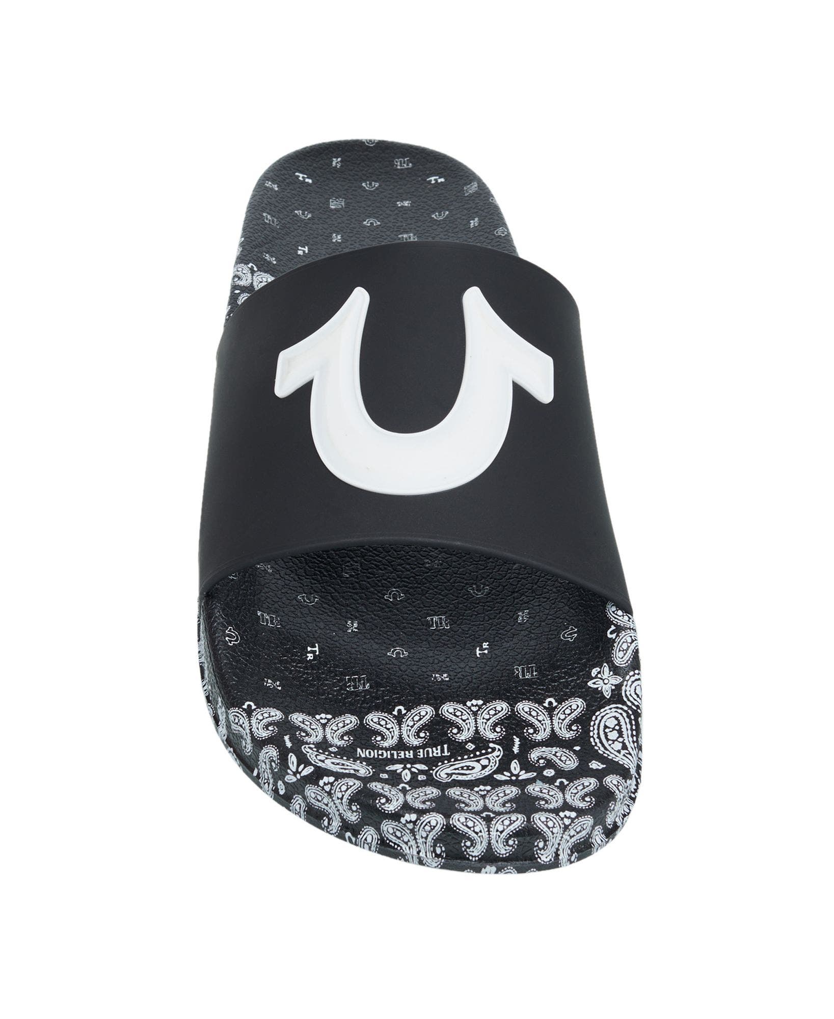 Paisley Footbed 112 Horseshoe Logo Slide, Alternate, color, Black