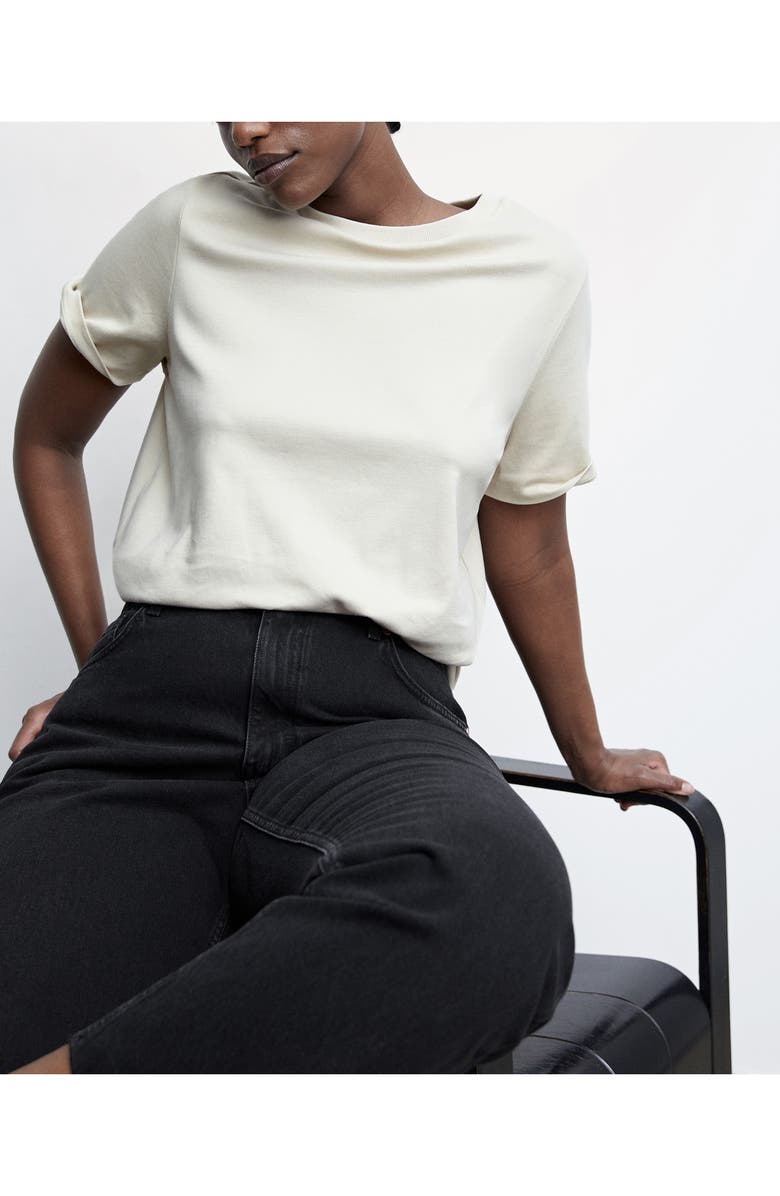 MANGO Raw Hem High Waist Straight Leg Jeans, Alternate, color,