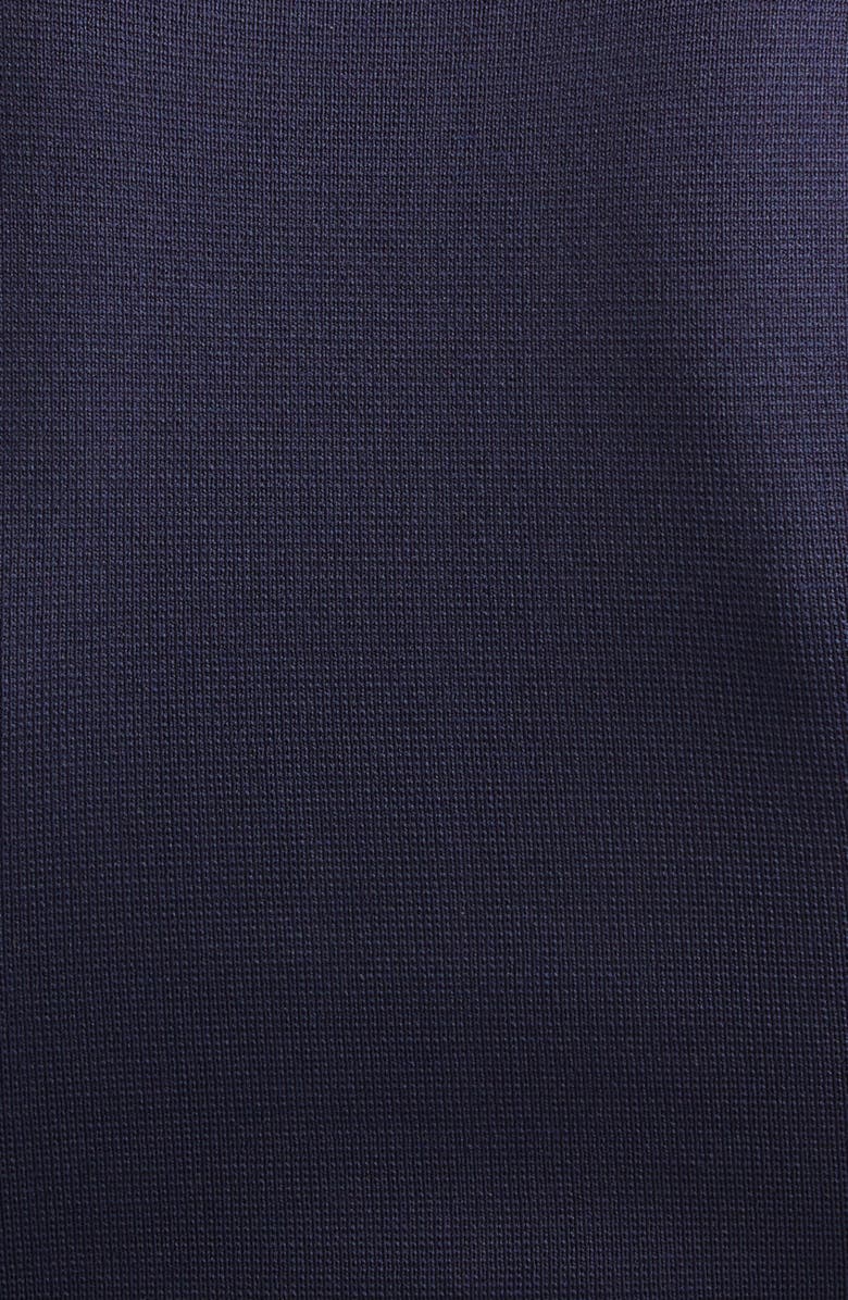 L'AGENCE Mary Padded Shoulder Corset Knit Midi Dress, Alternate, color, Midnight/ Gold