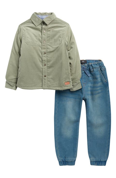 Kids' Faux-Fur Lined Corduroy Jacket & Jean Joggers Set (Little Kid)