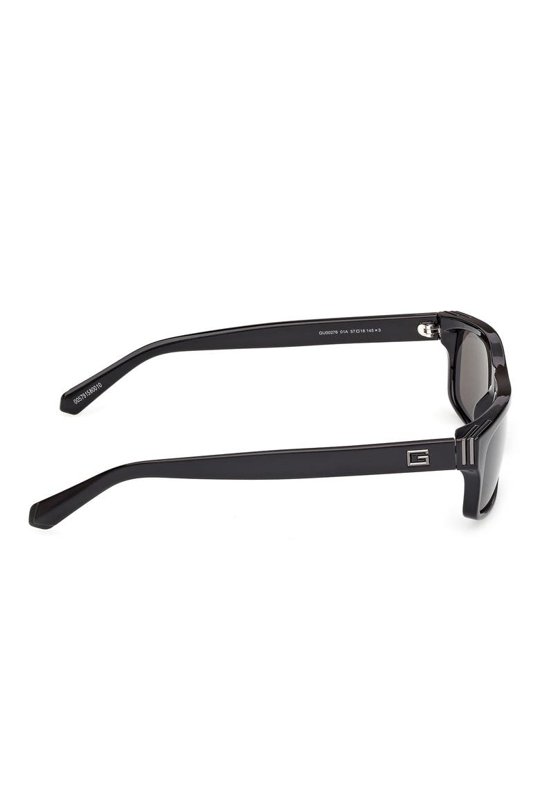 Rectangular Sunglasses, Alternate, color, SHINY BLACK / SMOKE