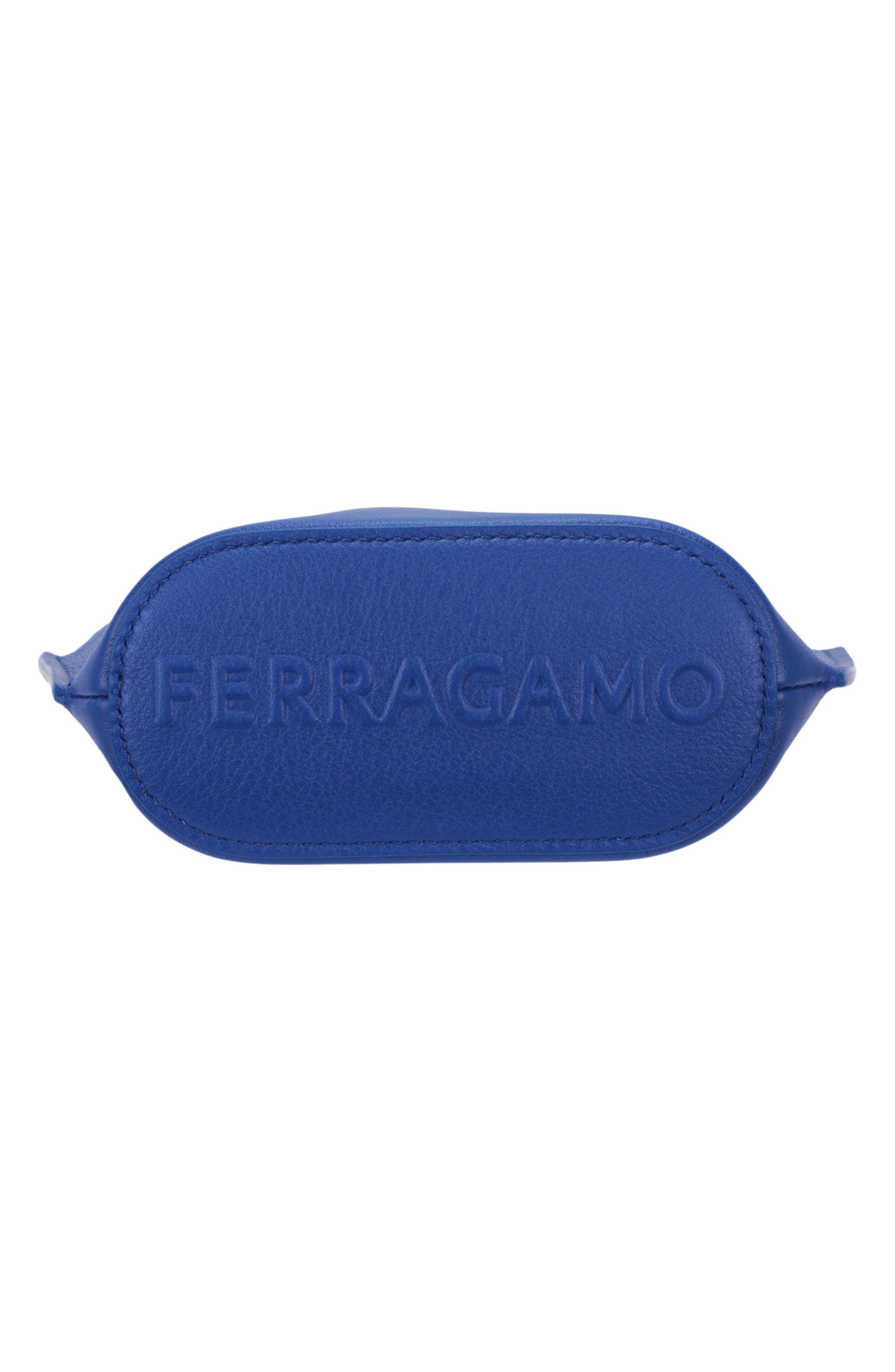 FERRAGAMO Zip Leather Pouch, Alternate, color, Blue