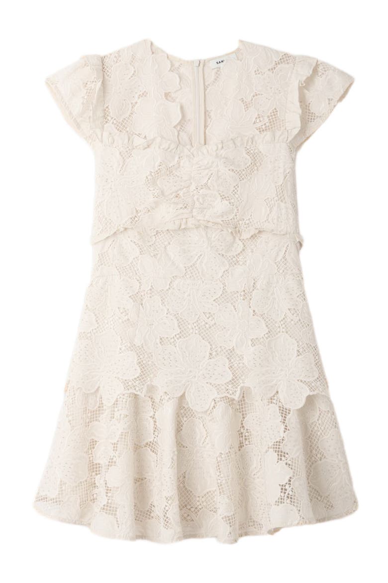 Flower print short dress, Alternate, color, White