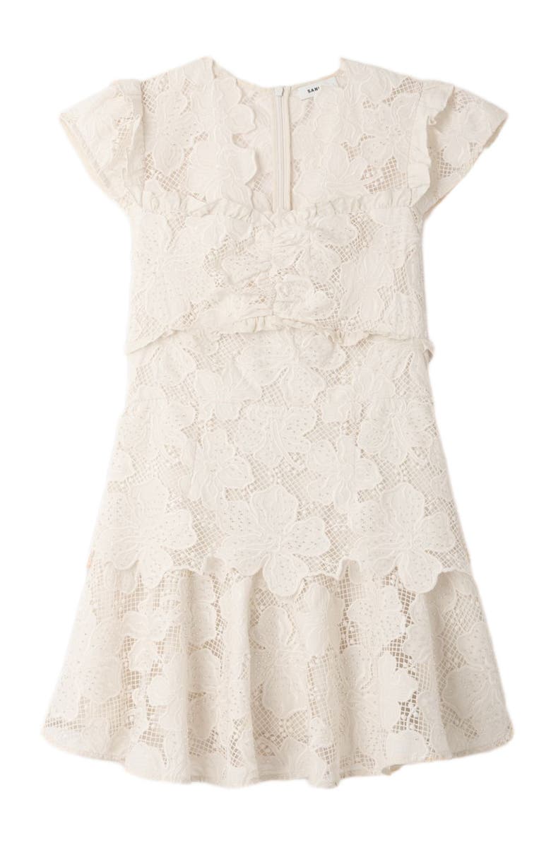 SANDRO Flower print short dress, Alternate, color, White