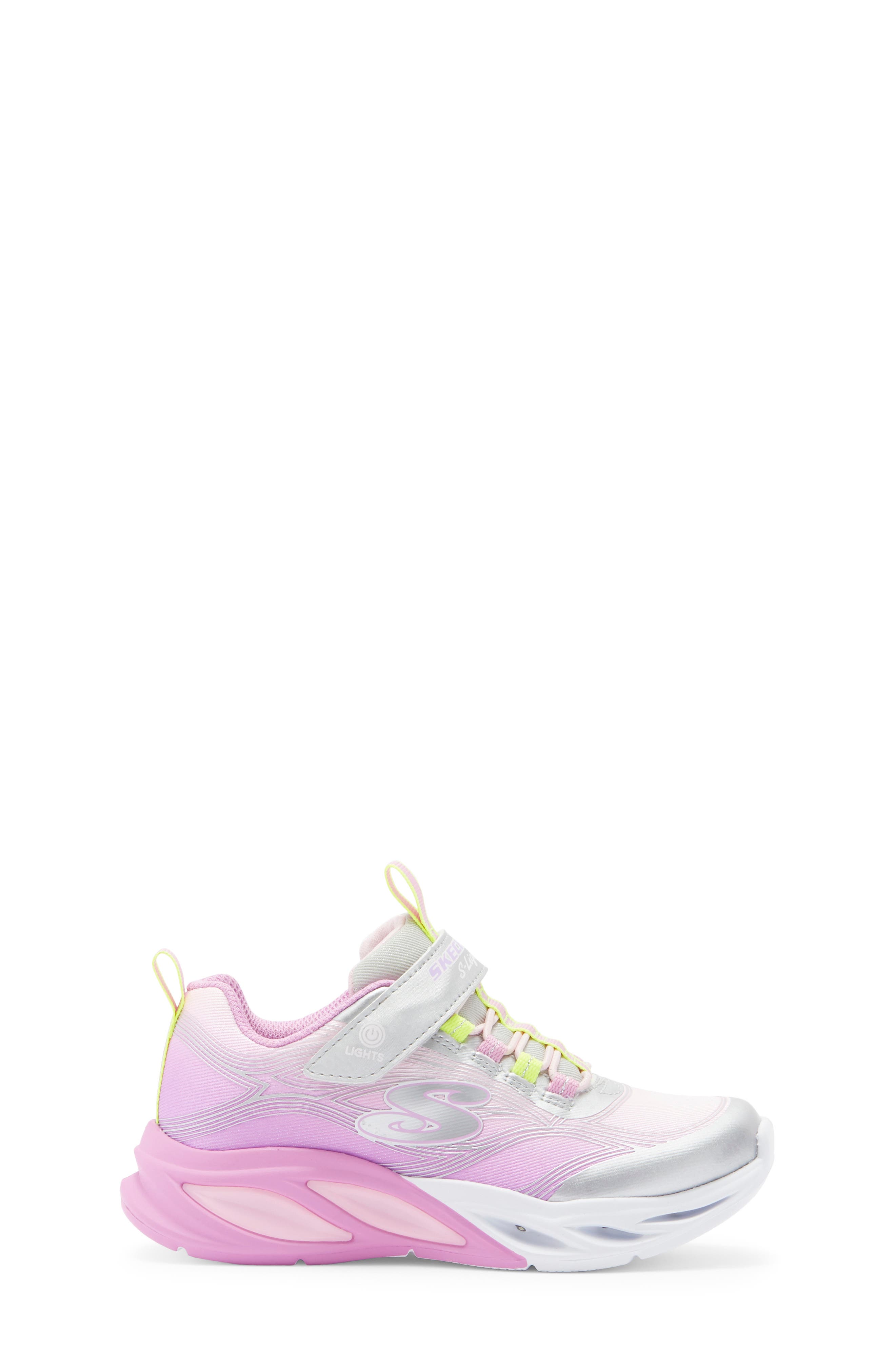 SKECHERS Kids' Cosmic Glow Light-Up Sneaker, Alternate, color, Pink/ Silver