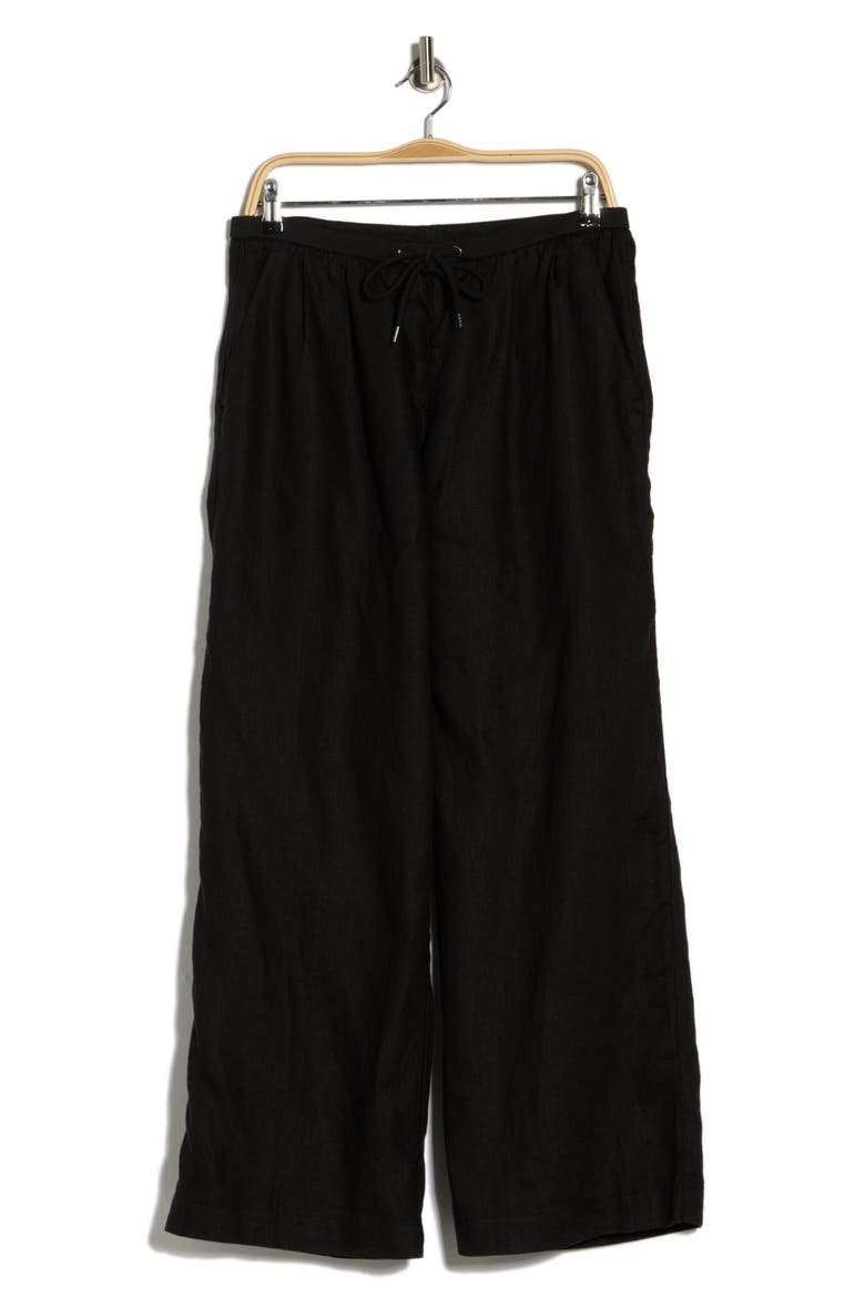 Linen Wide Leg Pants, Alternate, color, BLACK