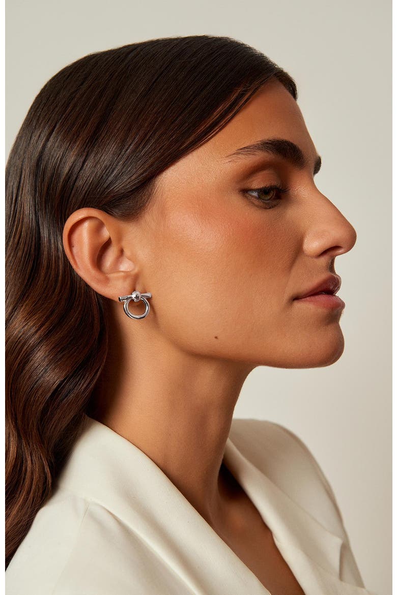 Mini Omega Earrings, Alternate, color, Silver