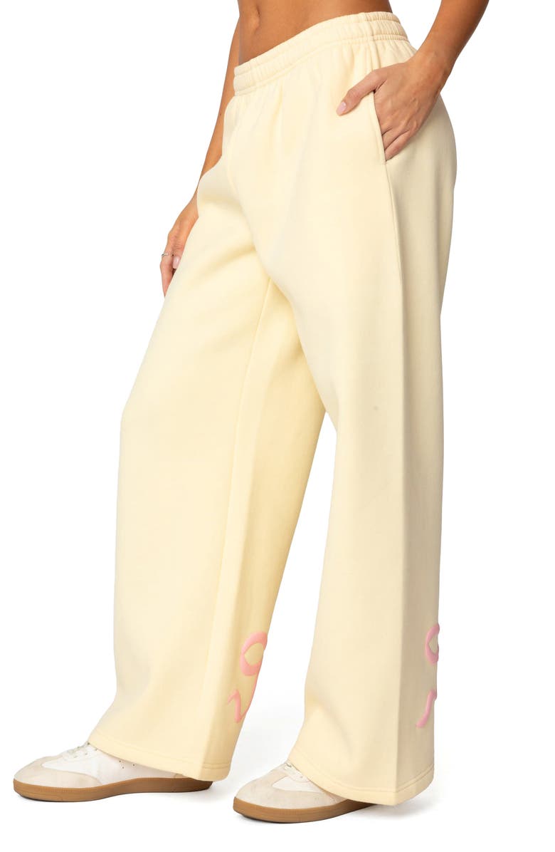 EDIKTED Bonney Bow Detail Sweatpants, Alternate, color, Yellow