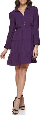 Kensie Long Sleeve Tiered Dress