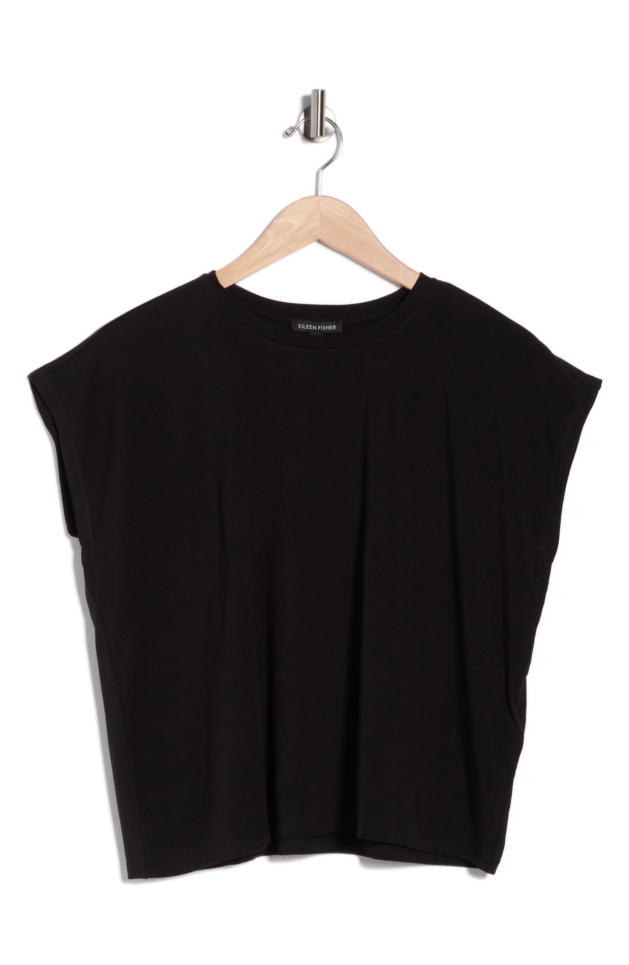 Eileen Fisher Boxy Cap Sleeve Jersey Top