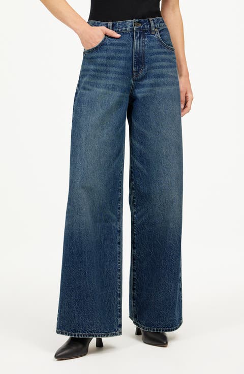 High Waist Superwide Leg Jeans (Concho) (Tall)