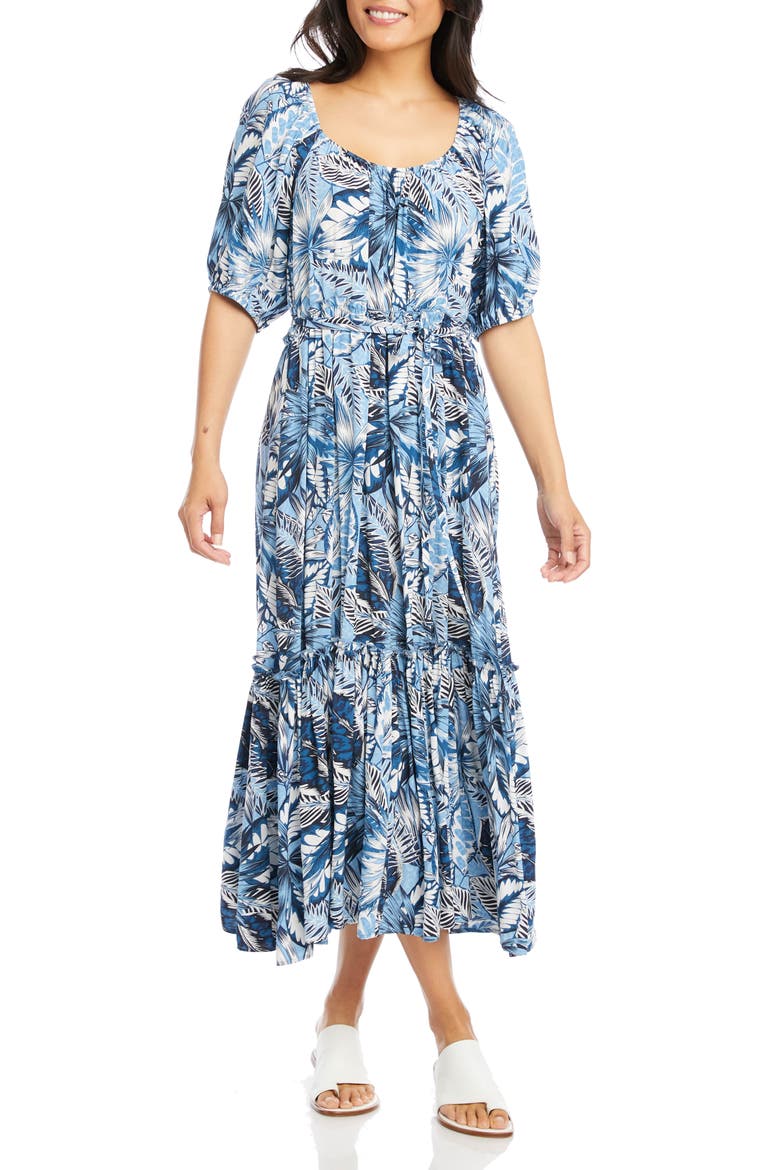 Puff Sleeve Midi Dress, Main, color, PRINT