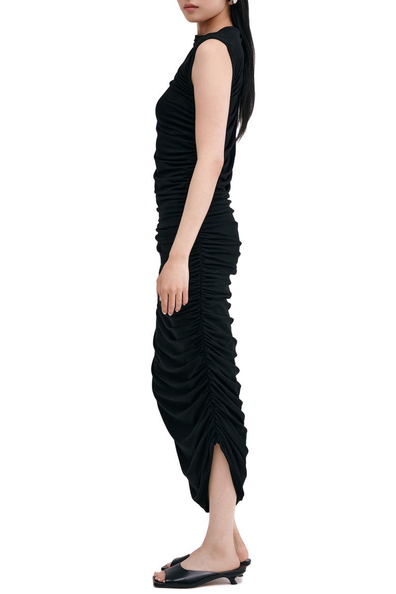Joan Sleeveless Ruched Cocktail Dress, Alternate, color, BLACK