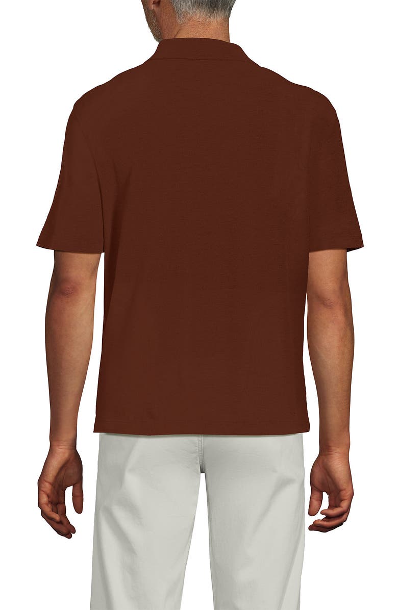 Lands' End Short Sleeve Cotton Linen Button Through Camp Collar Shirt, Alternate, color, Deep Bronze