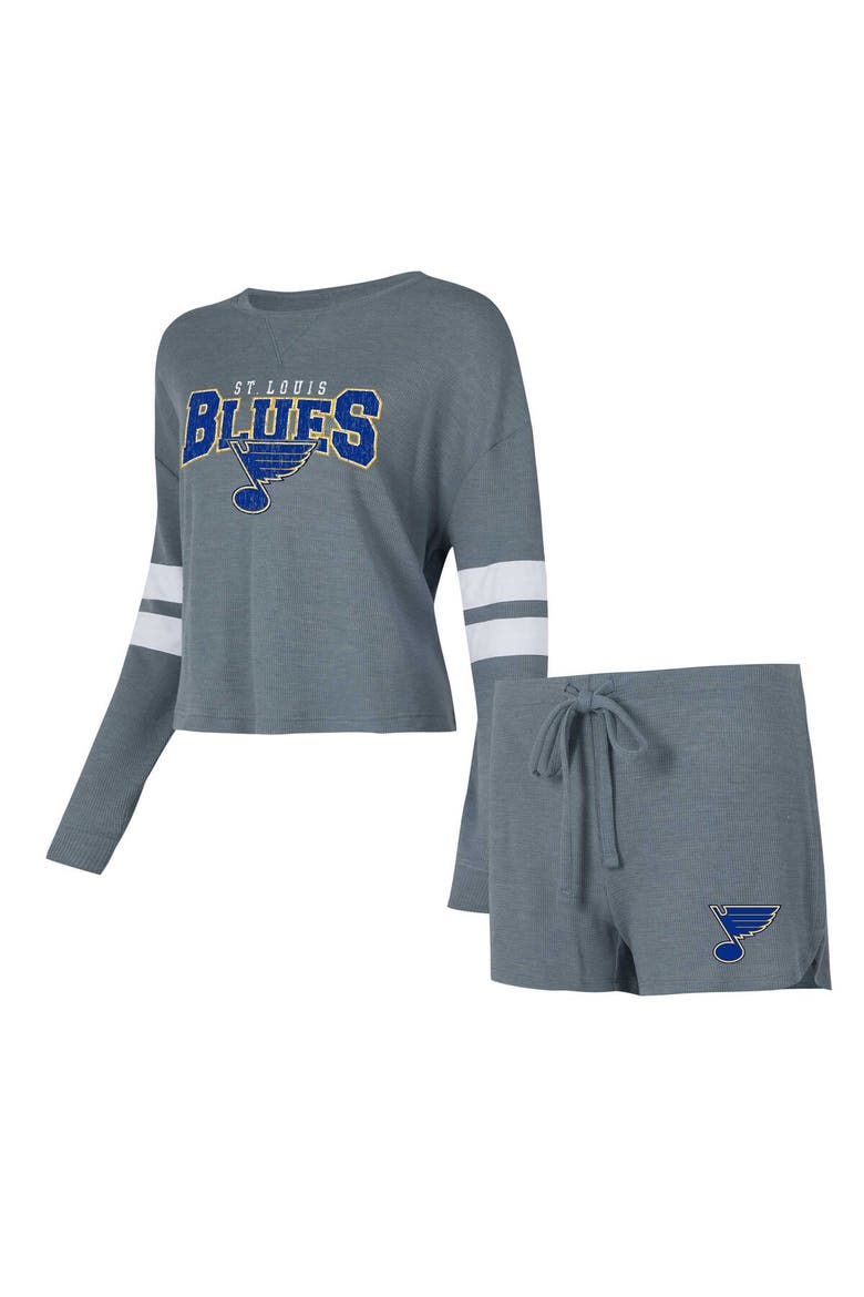 Women's Concepts Sport Charcoal St. Louis Blues Meadow Long Sleeve T-Shirt & Shorts Sleep Set, Main, color, Gray