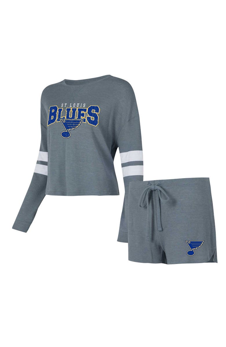 CONCEPTS SPORT Women's Concepts Sport Charcoal St. Louis Blues Meadow Long Sleeve T-Shirt & Shorts Sleep Set, Main, color, Gray
