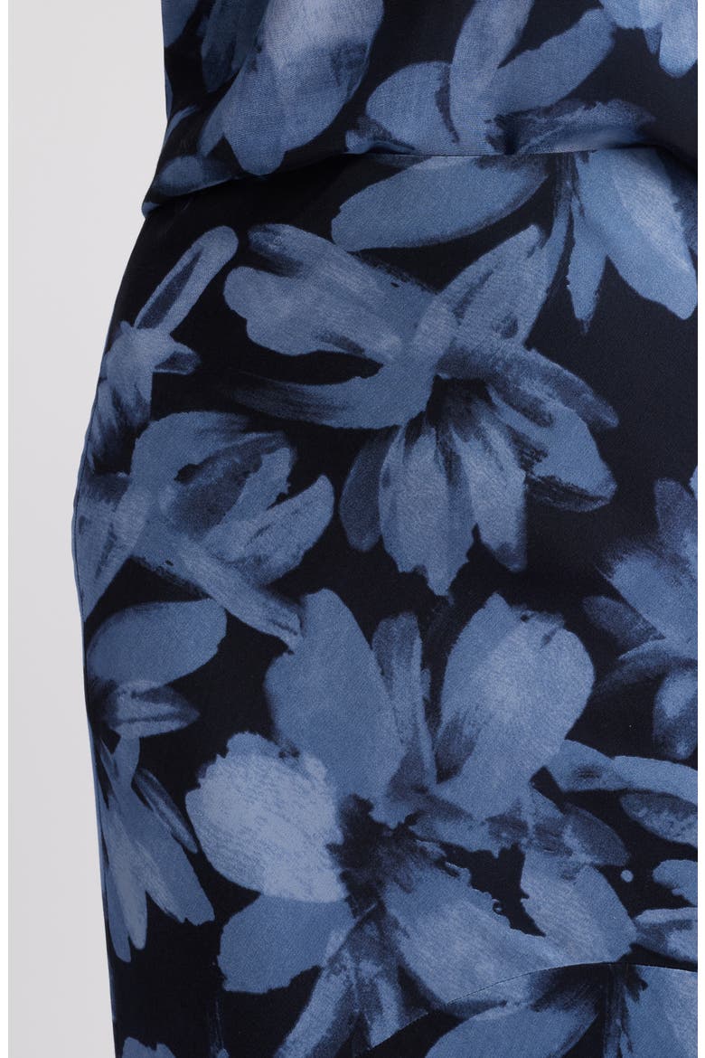 Edwina Floral Asymmetric Midi Skirt, Alternate, color, MIDNIGHT LILY