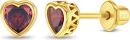 In Season Jewelry Heart CZ Bezel Girl Earrings