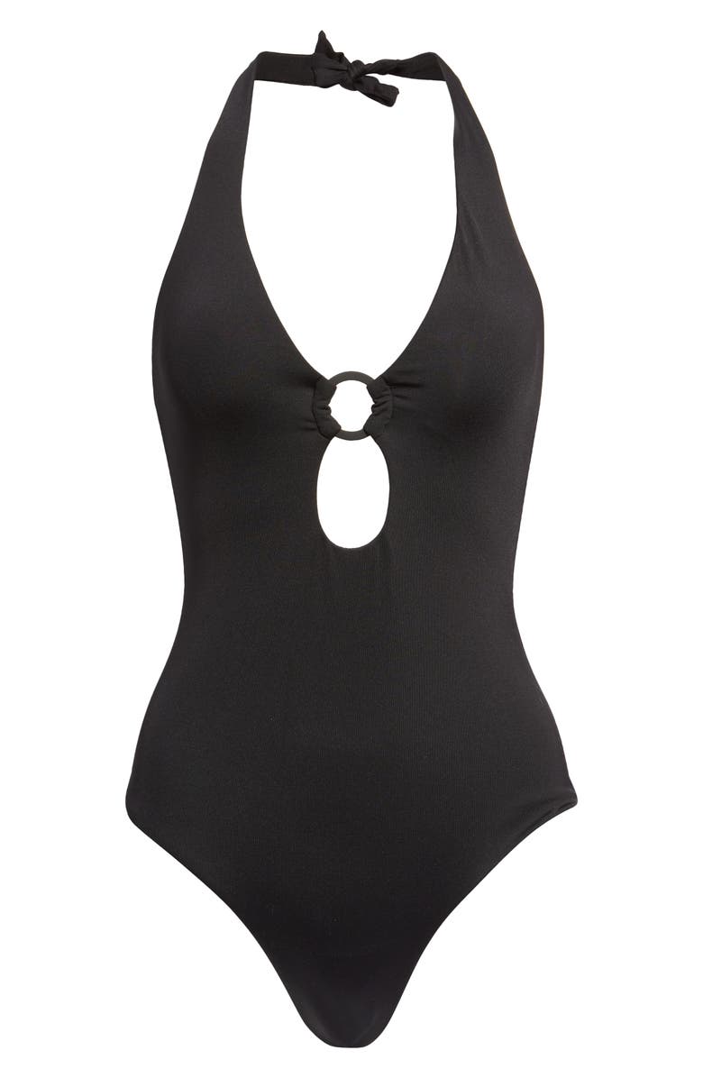 Sea Level Keyhole Halter One-Piece Swimsuit, Alternate, color, 