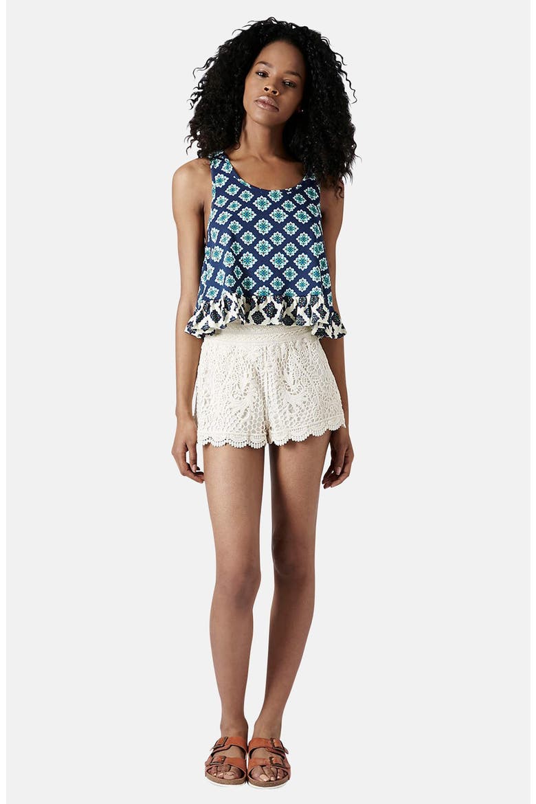Tile Print Peplum Tank, Alternate, color, BLUE MULTI
