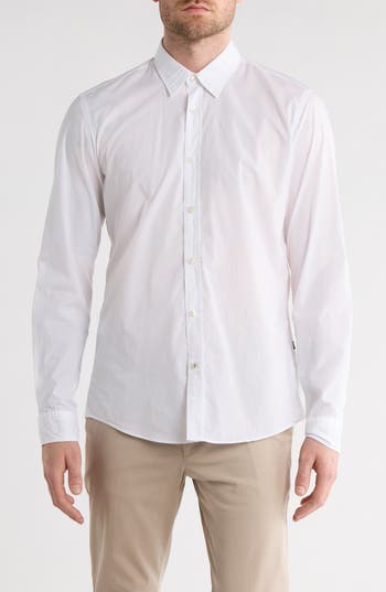Hugo Boss Boss Roan Kent Cotton Button-up Shirt In White