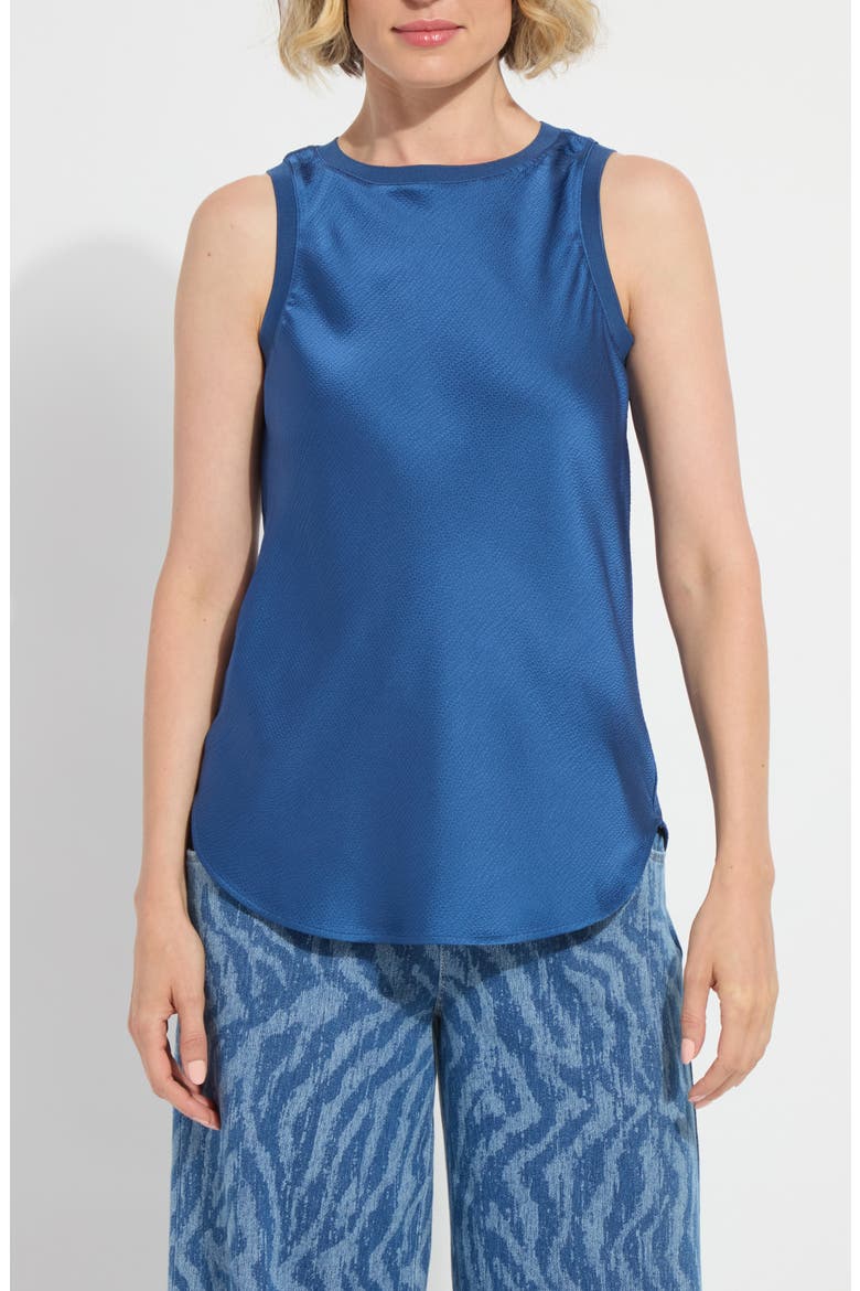 Akemi Mixed Media Tank Top, Main, color, PALERMO BLUE