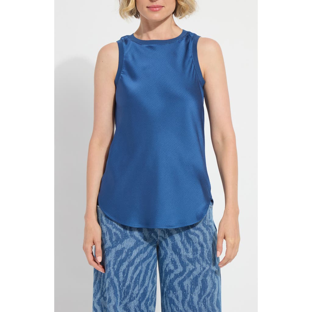 Lysse Akemi Mixed Media Tank Top in Palermo Blue at Nordstrom, Size Large