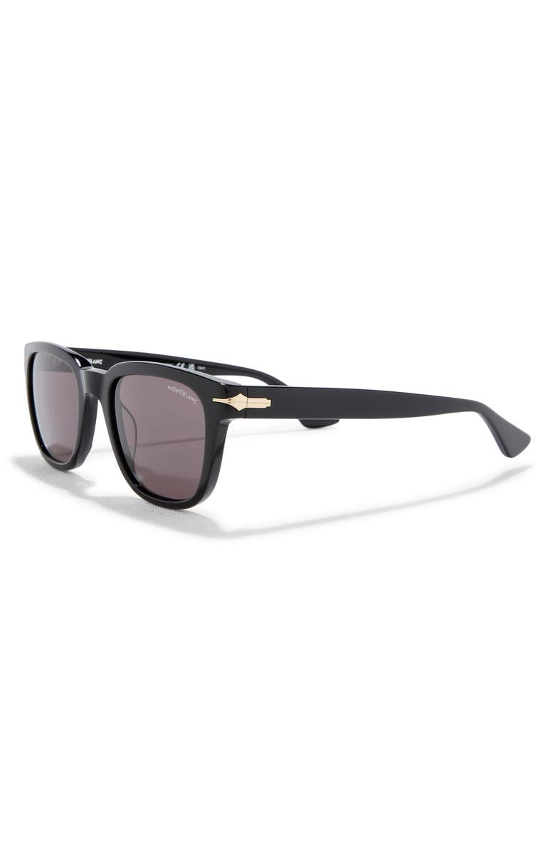 Montblanc 51mm Square Sunglasses, Alternate, color, Black Black Grey