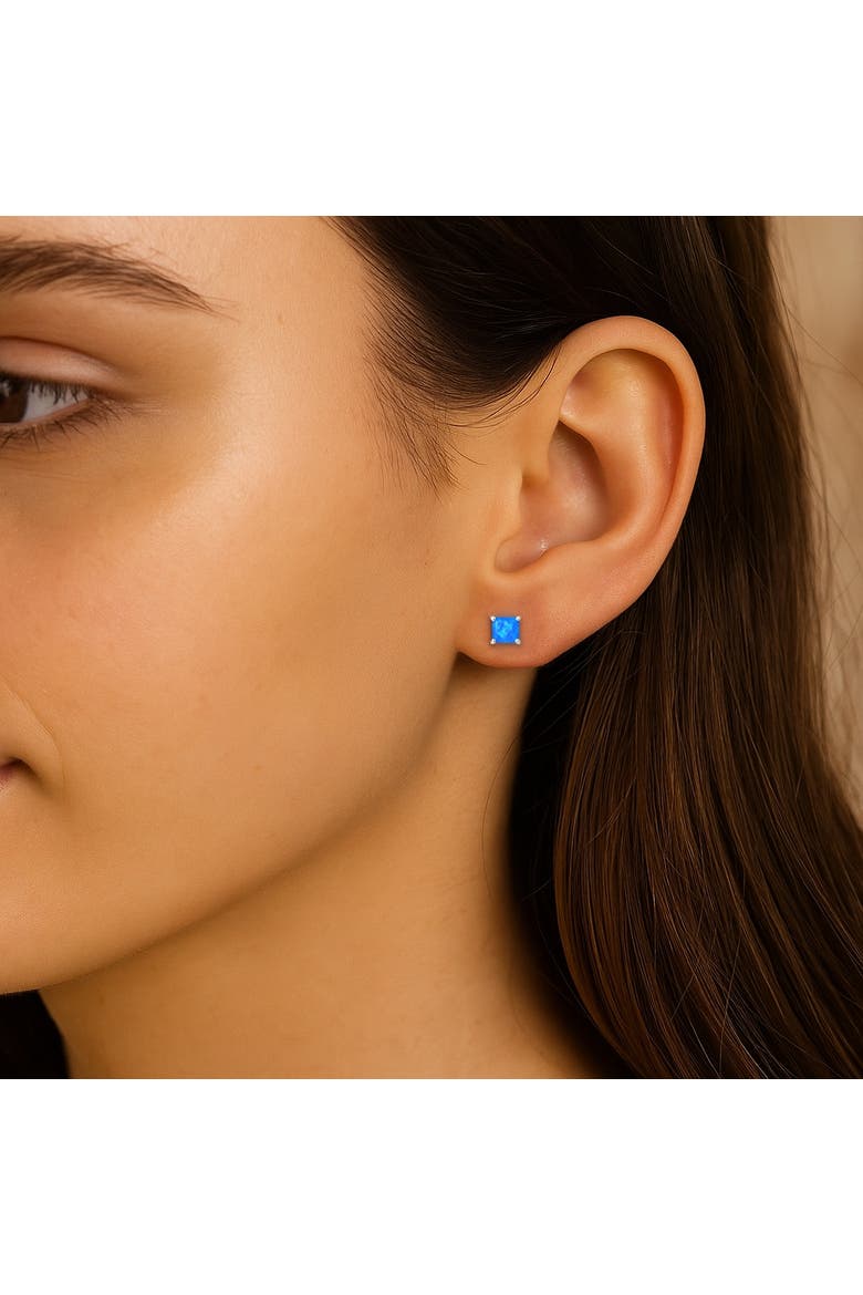 Sterling Silver Opal Studs, Main, color, Blue
