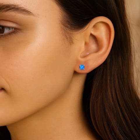 Sterling Silver Opal Studs