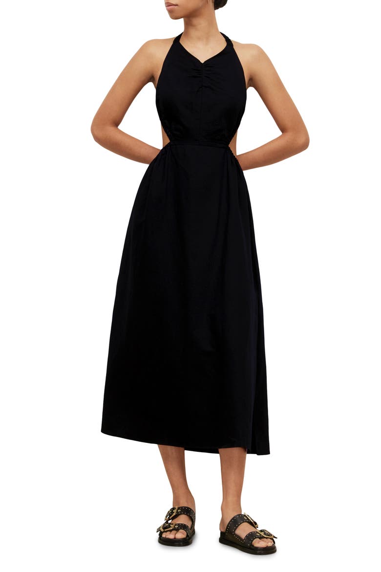 Ludo Linen & Cotton Halter Dress, Main, color, BLACK