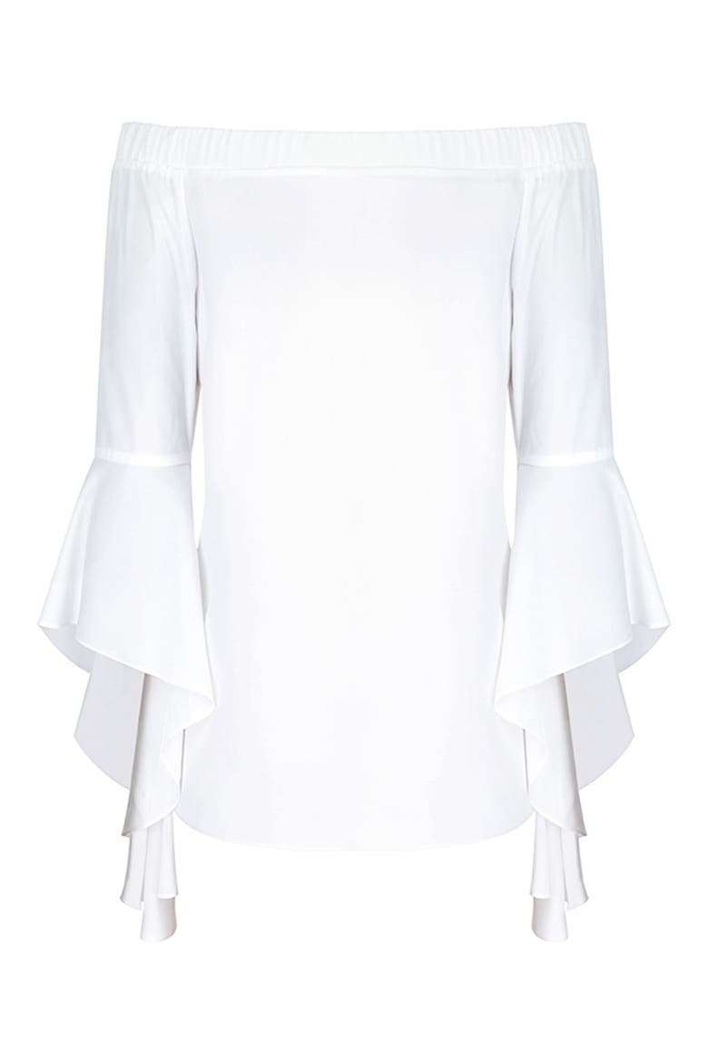 Romantic Off the Shoulder Bell Sleeve Top, Alternate, color, IVORY
