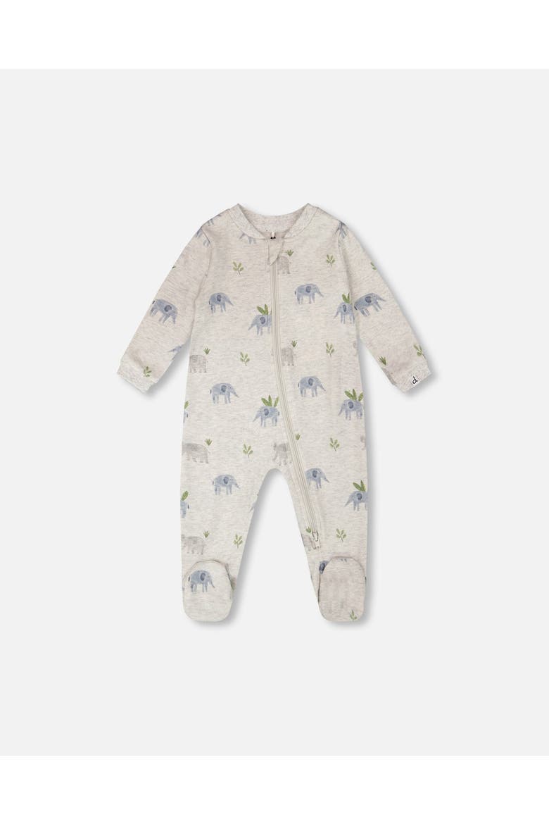 Organic Cotton One-Piece Elephant Print Pyjama, Main, color, Grey Elephant Print