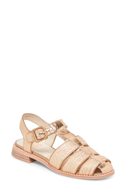 Dolce Vita Holis Womens Cushioned Footbed Leather Strappy Sandals In Light Gold Raffia