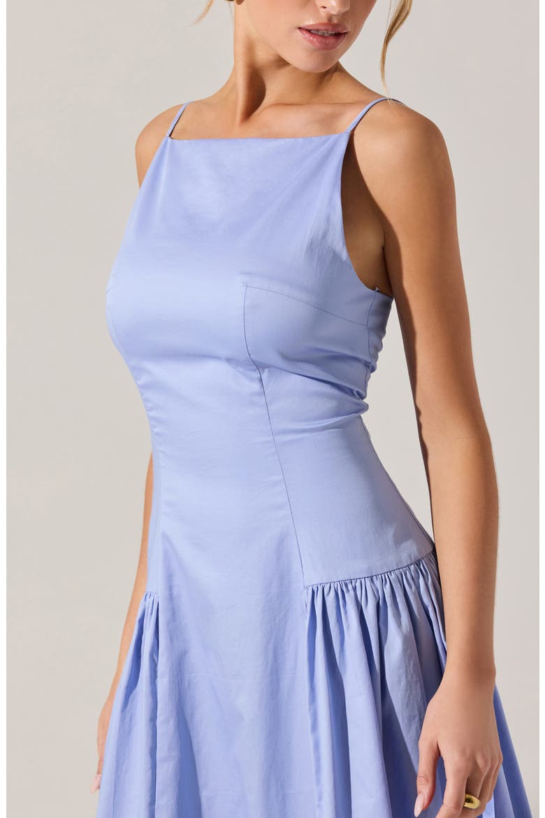 High Neck Open Back Cotton Midi Dress, Alternate, color, CORNFLOWER BLUE